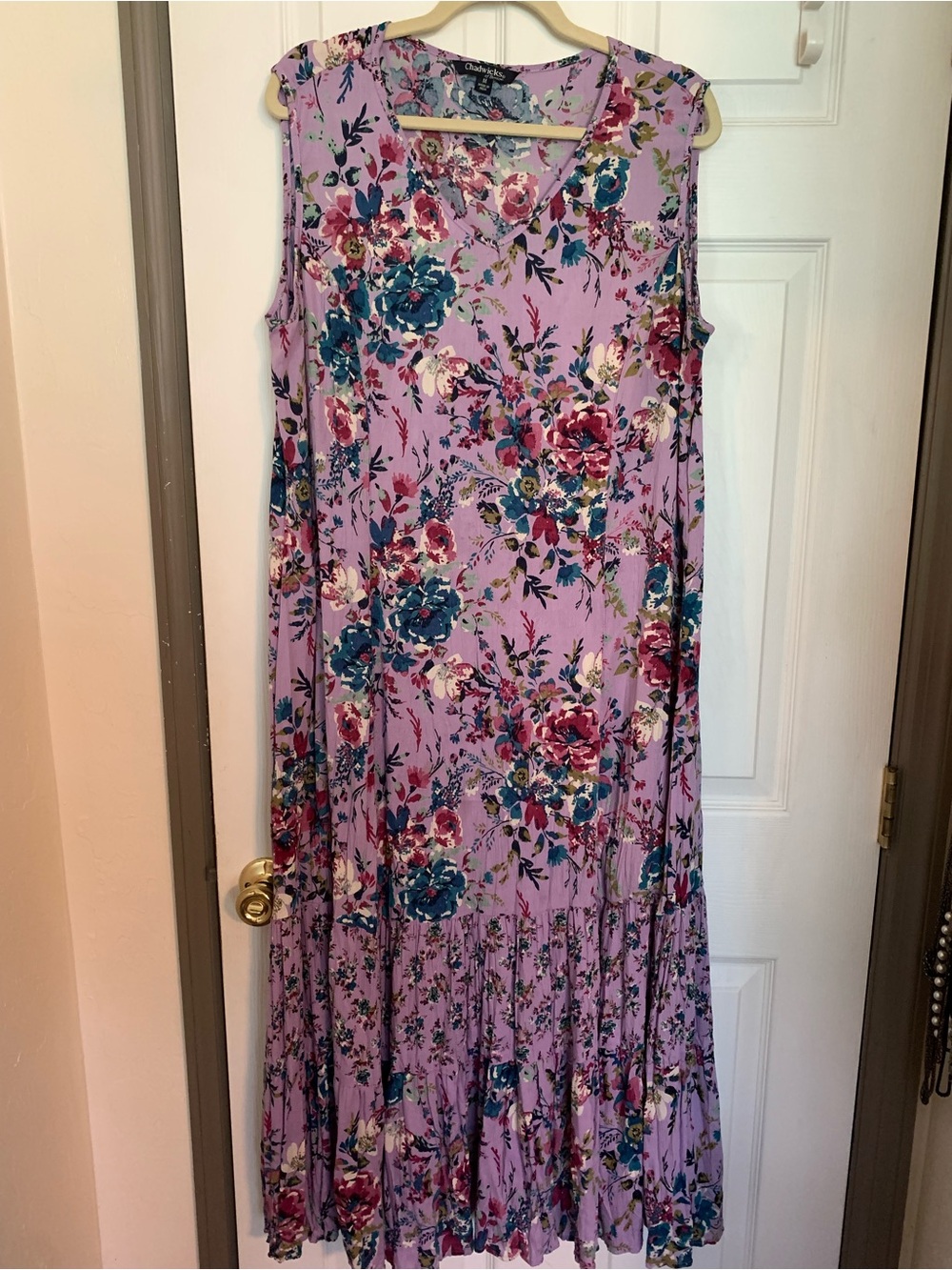 Sleeveless Floral Maxi Dress - Lavender